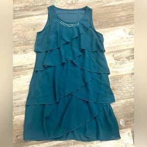 Turquoise Midi Dress with ruffles!🤍🤍